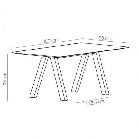 Mesa de diseño exterior cuadrada Trestle de Viccarbe - ficha técnica tamaño pequeño| Aiure