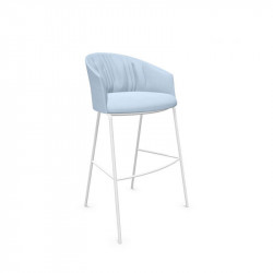 Taburete Copa bar tapizado soft de Viccarbe azul bebé, base blanca| Aiure