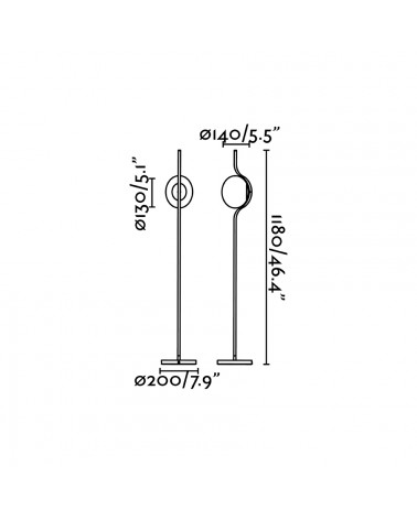Lámpara pie de salón dimable LE VITA LED detalles técnicos | Aiure