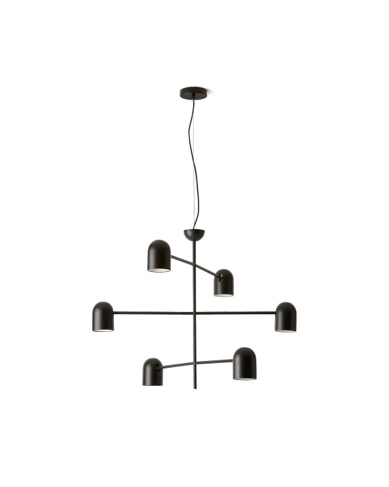 Lampe de plafond industriel 6 abat-jour Pipe | Aiure