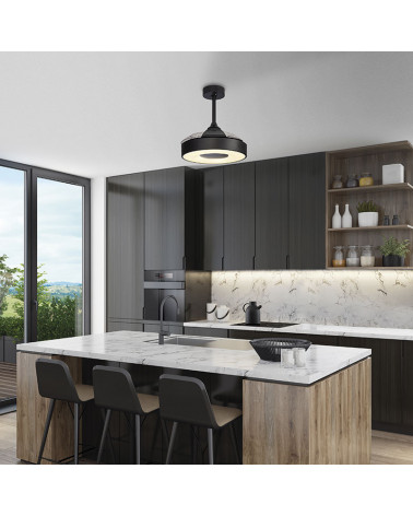 Ventilador plafón Coin Mini sobre una encimera de cocina | Aiure