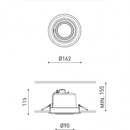 Medidas empotramiento foco Hidden 17W de Arkoslight | Aiure