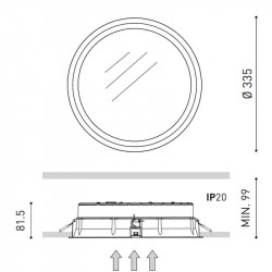 Dimensions Deep Maxi 15W Downlight Arkoslight | Aiure