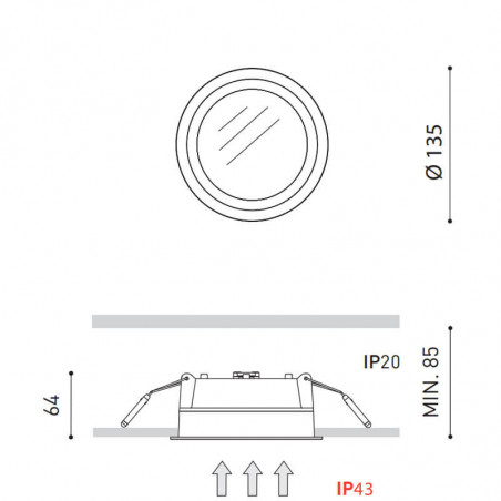 Dimensions de l'Arkoslight Deep Mini Downlight | Aiure