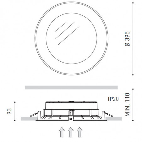 Foto de las medidas del Downlight Drop Maxi 22W | AiureDeco