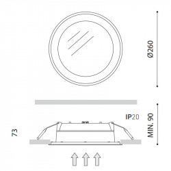 Dimensions de l'Arkoslight Drop 27W Downlight | Aiure