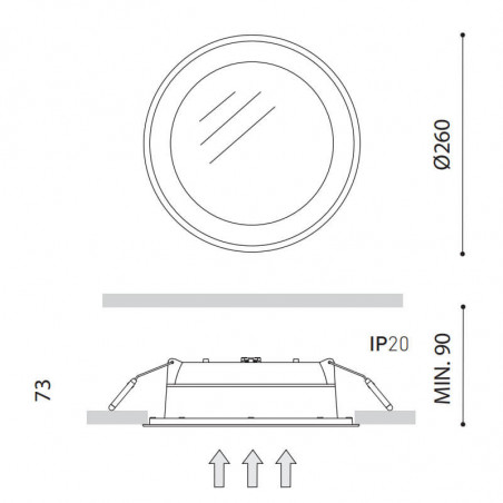 Dimensions de l'Arkoslight Drop 27W Downlight | Aiure