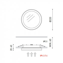 Dimensiones del Downlight LED Stram  22W de Arkoslight | Aiure