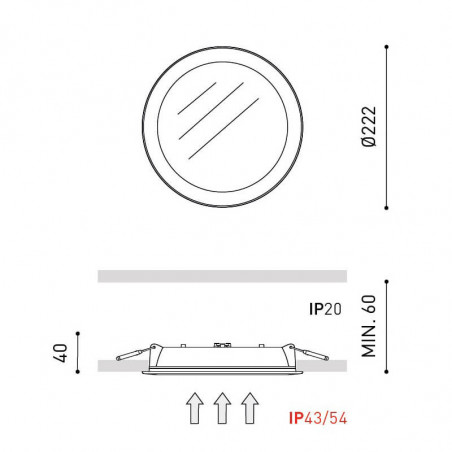 Dimensiones del downlight LED de la serie Mix de Arkoslight | Aiure