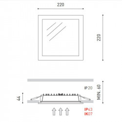 Dimensions du downlight à LED Madison d'Arkoslight | Aiure