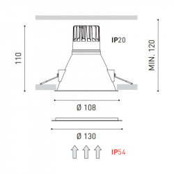 Dimensions du downlight Swap XL 7W d'Arkoslight | Aiure