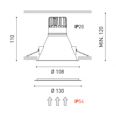 Dimensions du downlight Swap XL 7W d'Arkoslight | Aiure