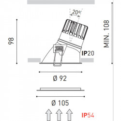 Mesures du downlight Swap L Asymmetric d'Arkoslight | Aiure
