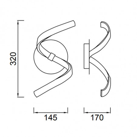 Dimensions de l'applique Nur Forja 10W de Mantra | Aiure