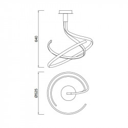 Medidas de la lámpara de techo LED Nur plata de Mantra | Aiure