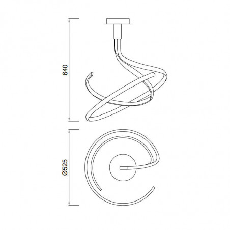 Medidas de la lámpara de techo LED Nur plata de Mantra | Aiure
