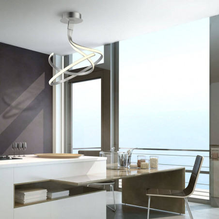 Foto ambiente lámpara de techo Nur plateada 50W de Mantra | Aiure