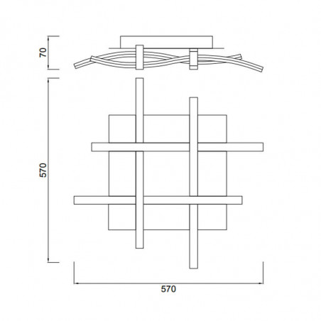 Dimensions of the ceiling lamp Nur Silver 34W by Mantra | Aiure