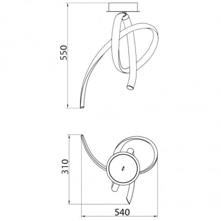 Dimensions du plafonnier à LED 40W Armonia de Mantra | Aiure
