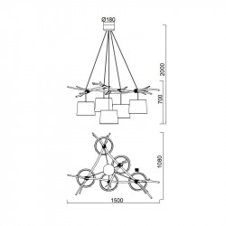Dimensions du plafonnier Sabina 5 lumières | Aiure