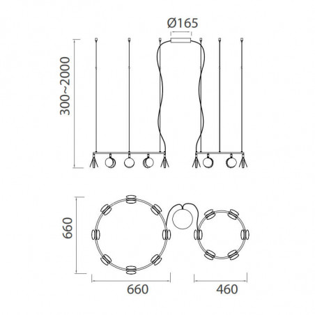 Medidas de la lámpara de techo Shell doble de Mantra | Aiure