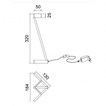 Medidas de la lámpara de sobremesa Vector de Mantra | Aiure