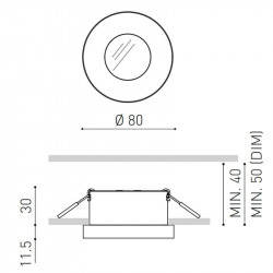 Dessin dimensionnel du downlight Puck Recessed M d'Arkoslight | Aiure