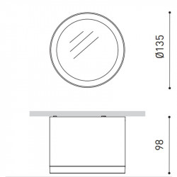 Dibujo de las medidas del downlight Stram Surface Mini de Arkoslight | Aiure