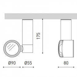 Dimensiones del foco LED Zen Tube Surface de Arkoslight | Aiure