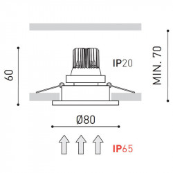Dimensiones del downlight Bath de Arkoslight | Aiure