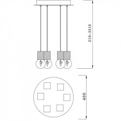 Dimensions de la lampe multicolore à 6 lumières Galaxia de Mantra | Aiure