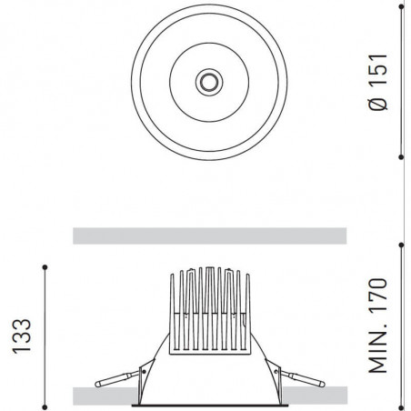 Dimensions of the 24W LED downlight Lex Eco by Arkoslight | Aiure