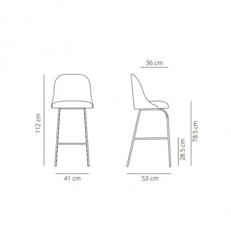 Tabouret de bar haut Aleta de Viccarbe fiche technique | Aiure