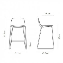 Maarten outdoor stool with skid base by Viccarbe data-sheet | Aiure