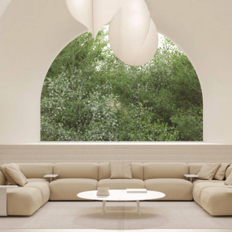 Table basse d'extérieur Maarten de Viccarbe, coleur blanc dans un salon| Aiure