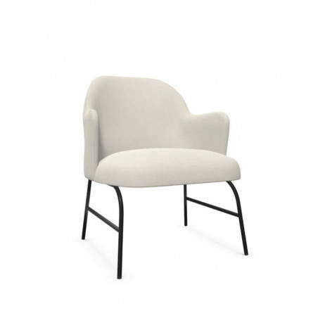 Fauteuil design Aleta avec accoudoirs de Viccarbe couleur crème et base noire| Aiure