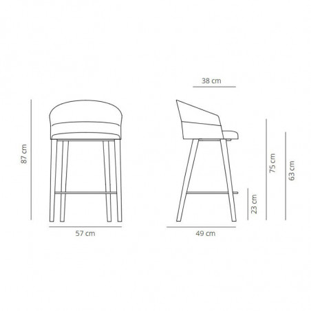 Counter height stool Copa by Viccarbe data-sheet | Aiure