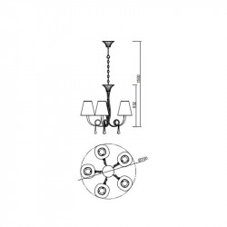 Paola designer pendant lamp by Mantra five lights data-sheet| Aiure