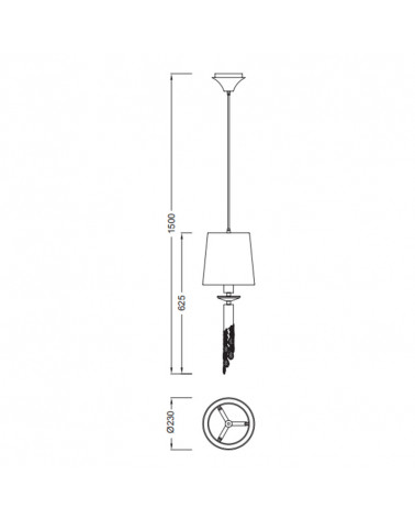 Plafonnier Tiffany 1 lumière, détails techniques | Aiure