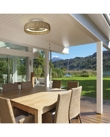 Rattan ceiling fan Kilimanjaro Mini on a terrace | Aiure