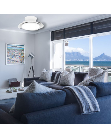 Ceiling fan LED Aloha White in a living room | Aiure