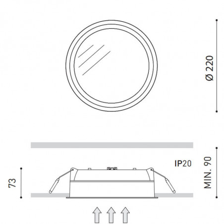 Dimensions Arkoslight Deep 15,5W LED Downlight | Aiure