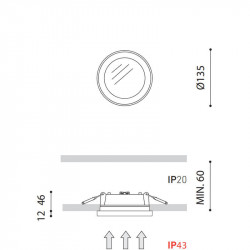 Dimensions of the Stram Mini Prismatic Downlight by Arkoslight | Aiure