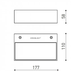 Dimensions de l'applique murale à LED Rec Double Mini d'Arkoslight | Aiure