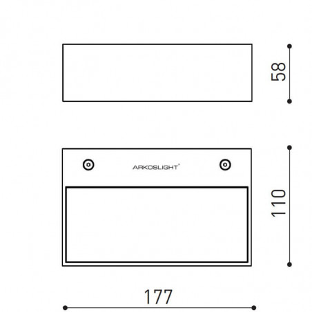 Dimensions de l'applique murale à LED Rec Double Mini d'Arkoslight | Aiure