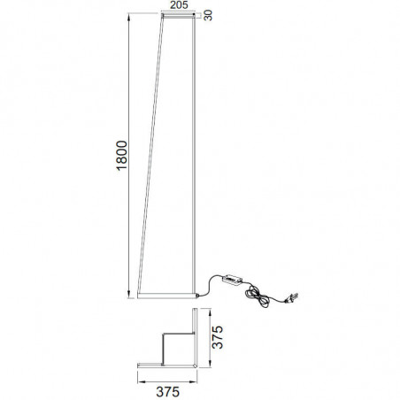 Dimensions du lampadaire Minimal de Mantra | Mantra