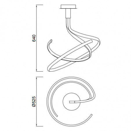 Dimensions of the ceiling lamp Nur Forja 50W by Mantra | Aiure