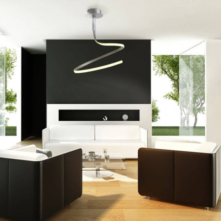 Plafonnier Nur Silver de Mantra dans un salon | Aiure