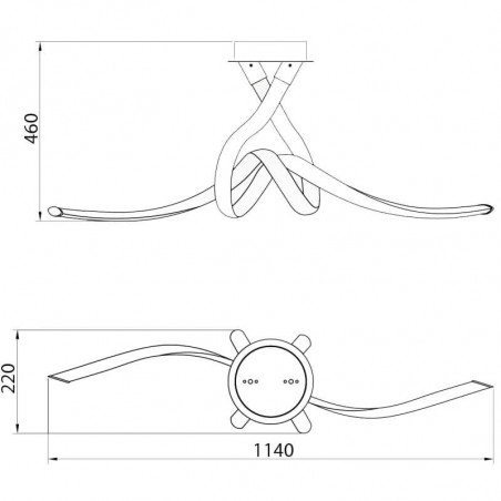 Dimensions du plafonnier à LED 50W Armonia de Mantra | Aiure