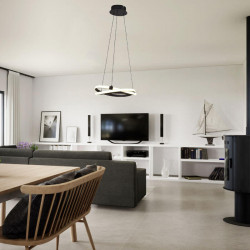 Lampe suspendue marron Infinity de Mantra 30W dans un salon | Aiure